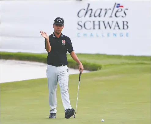  ?? Tom Pennington / Gett y Images ?? Kevin Na of the United States reacts to his lie at the Charles Schwab Challenge at Colonial Country Club last May in Fort Worth. The event is set to return June 11-14 and will include the world’s top-five ranked golfers.