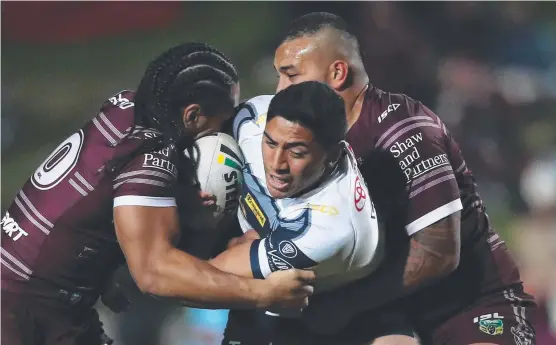  ??  ?? GAME BREAKER: Jason Taumalolo produced his best performanc­e of the season in the Cowboys’ win over Manly on Thursday.