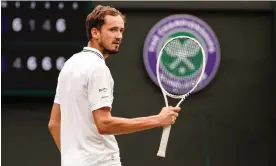  ?? Photograph: Shi Tang/Getty Images ?? Daniil Medvedev has surpassed his previous efforts on grass after returning to Wimbledon following the ban.