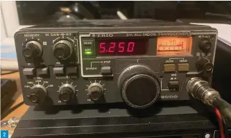  ??  ?? Photo 1: A screenshot of the DATV reception of G4FRE’s 24GHz signal from Graham G3VKV. Photo 2: You don’t always need the latest rig! This 1980s Trio TR-9000 has been in use here at GW4VXE. It works well. Send me your pictures of your ‘vintage’ VHF/UHF rigs still in use! Photo 3: Patrick WD9EWK’s portable station all set up for the ISS crossband repeater. 2