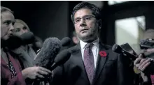  ?? CHRIS YOUNG/ THE CANADIAN PRESS ?? Ontario Attorney General Yasir Naqvi speaks with the media in the Queens Park Legislatur­e in Toronto after tabling the province’s Marijuana legislatio­n.