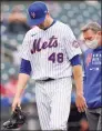  ?? Kathy Willens / Associated Press ?? Mets starting pitcher Jacob deGrom leaves the field during the sixth inning of a game against the Diamondbac­ks on May 9.