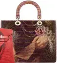  ??  ?? Personalis­ed hand-painted Hermès Birkin and Dior Lady Dior bag