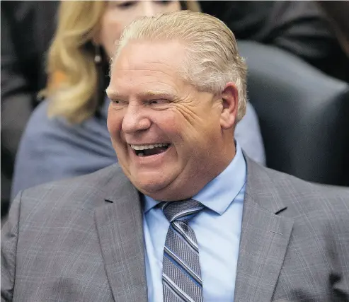  ?? CHRIS YOUNG / THE CANADIAN PRESS ?? Ontario Premier Doug Ford’s party spent 15 years in the wilderness, in part because the last PC premier couldn’t resist picking fights. Ford is showing the same tendency, Randall Denley writes.