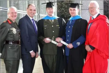  ??  ?? Deputy Chief of Staff Major General Kevin Cotter; Minister of State Paul Kehoe; Trooper Thomas Redmond; Corporal Aidan Murphy and Dr Liam Twomey.