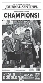  ?? STAFF JOURNAL SENTINEL ?? The July 21 edition of the Milwaukee Journal Sentinel celebratin­g the Bucks’ NBA championsh­ip.