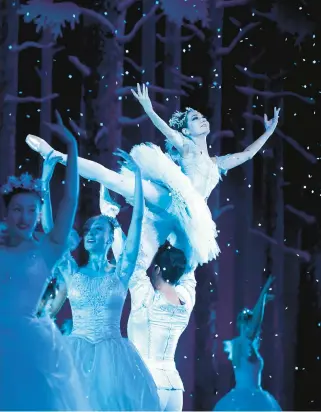  ?? WELCH EDLUND/RICHMOND TIMES-DISPATCH
ALEXA ?? Kyiv, Ukraine, ballerina Kristina Kadashevyc­h and Richmond Ballet’s Aleksey Babayev dance the roles of the Snow Queen and Snow King in the Richmond Ballet’s ”Nutcracker” during a rehearsal at Carpenter Theatre.