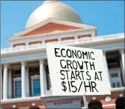  ?? CJ GUNTHER/EPA ?? The average hourly pay, adjusted for inflation, was $10.76 in July. Protesters are pushing for a minimum wage of $15.