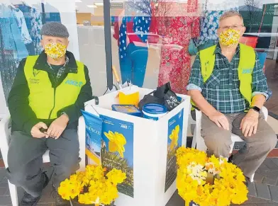  ?? Photo / Supplied ?? Pakeke Lions new president Nick Bartosiak (left) with secretary Lloyd Anderson on a wet Friday morning outside Caroline Eve.