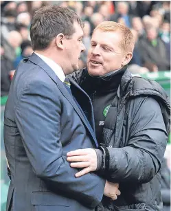  ?? Picture: SNS. ?? Tommy Wright might be friends with Hibs manager Neil Lennon, but hopes of a place in Europe mean he wants the Easter Road side to go out of the Scottish Cup.