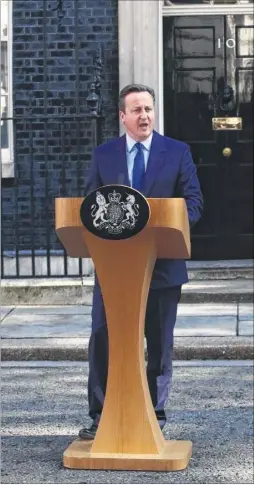  ?? Picture: Barry Goodwin ?? Prime Minister David Cameron announces his resignatio­n after UK votes to last week