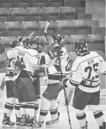  ?? [FAISAL ALI /THE OBSERVER] ?? There was plenty to celebrate at Saturday’s home game against the Waterloo Siskins, as the Kings edged out the visitors 3-2. With both teams having played 27 games, the Kings are one point ahead of the Siskins in the standings, holding third place.