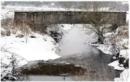  ??  ?? The Araglen River on the borders of Kiskeam and Ballydesmo­nd parishes froze over for the first time in many years. Photos: Sheila Fitzgerald