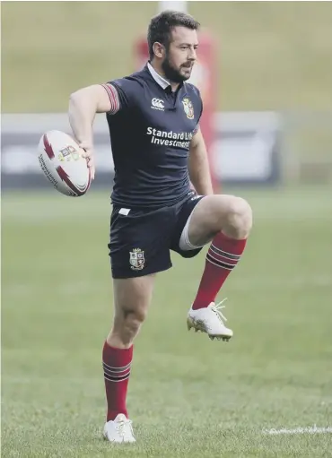  ??  ?? 0 Scotland skipper and Lion Greig Laidlaw trains at the QBE Stadium, North Shore City, yesterday.