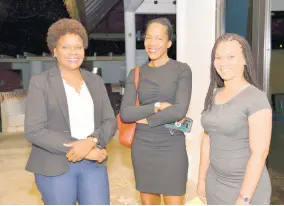  ??  ?? From left: Permanent Secretary in the Ministry of Tourism, Jennifer Griffiths; Director of Corporate Communicat­ions Fiona Fennell; and personal assistant to the minister of tourism, Anna Newell, at the launch of Jesus Christ Superstar last Thursday at the Hard Rock Cafe, Montego Bay.