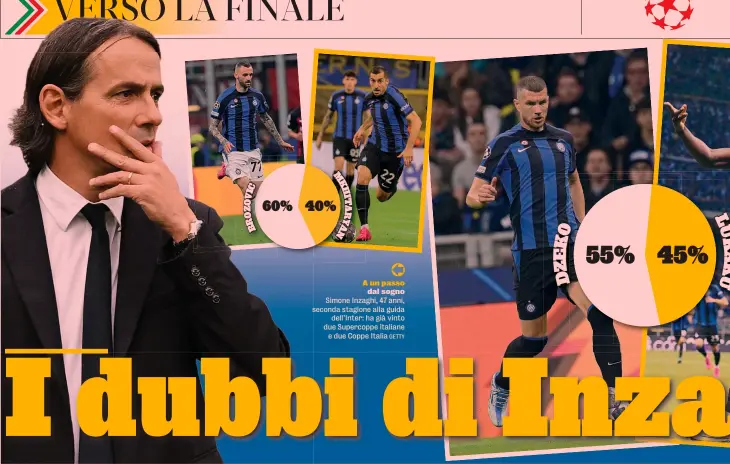  ?? GETTY ?? A un passo dal sogno Simone Inzaghi, 47 anni, seconda stagione alla guida dell’Inter: ha già vinto due Supercoppe italiane e due Coppe Italia