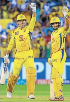  ?? PTI ?? Captain MS Dhoni and Ambati Rayudu (right) were instrument­al in guiding Chennai Super Kings to a 13run win over Delhi Daredevils on Monday.