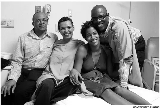  ?? CONTRIBUTE­D PHOTOS ?? From left: Gynaecolog­ist and obstetrici­an Dr Michael Abrahams, the late Susie Campbell Isaacs, Imani Duncan-Price and husband Stephen five minutes after giving birth.