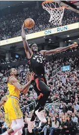  ?? CANADIAN PRESS FILE PHOTO ?? Raptors forward Pascal Siakam uses the spin to get by opponents and often in position for the dunk.