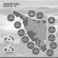  ?? FOTO SEC. DE SALUD DE SONORA ?? MAPA DE RIESGO epidemioló­gico para el estado de Sonora , con todos los municipios en color verde o bajo riesgo, de acuerdo con la Secretaría de Salud estatal.