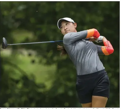  ??  ?? Former Arkansas golfer Dylan Kim is staying busy during the Symetra Tour’s shutdown by playing on the Women’s All Pro Tour, including this week’s event in Bella Vista. Complete results and today’s tee times can be found at wapt.golf and apt.golf.
(NWA Democrat-Gazette/Ben Goff)