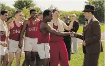  ?? THIBAULT GRABHERR/FOCUS FEATURES/THE ASSOCIATED PRESS ?? Stephan James, as Jesse Owens, and Jason Sudeikis, as Larry Snyder, in Race.