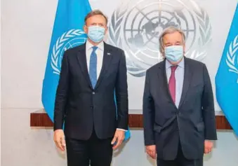  ?? FUENTE EXTERNA ?? El canciller Roberto Álvarez y el secretario general de la ONU, António Guterres.
