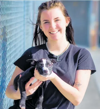  ?? Photo / Supplied ?? Taupo Pound’s new pound keeper assistant Sophie Lawson with one of the puppies to be rehomed.