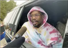  ?? AP photo ?? Von Miller stops to talk to reporters outside the Denver Broncos’ headquarte­rs after he was traded to the Los Angeles Rams on Monday.