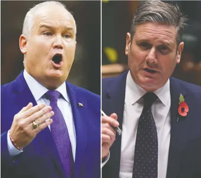  ?? BLAIR GABLE REUTERS; JESSICA TAYLOR / HANDOUT VIA REUTERS ?? To be successful, Conservati­ve Party leader Erin O'Toole, left, and Britain's opposition Labour Party leader Keir Starmer will both have to convince voters their parties aren't entirely what they thought, Kelly McParland writes.