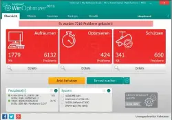  ??  ?? Ein Klick reicht aus, damit Winoptimiz­er alle vorhandene­n PC-Probleme aufspürt. Mit einem weiteren Klick auf „Jetzt beheben“beseitigt das Programm diese Probleme.