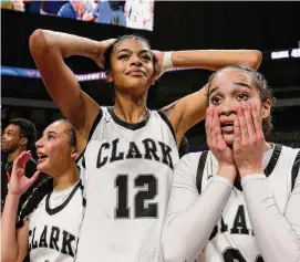  ?? Ronald Cortes/Contributo­r ?? Express-News Player of the Year Adrianna Roberson (12) and Clark are the top-ranked team in the area after a 34-3 state championsh­ip season.