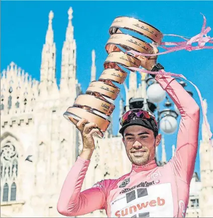  ?? FOTO: EFE ?? Tom Dumoulin en una imagen del pasado Giro. El holandés afronta ahora el reto de repetir el triunfo logrado el año pasado