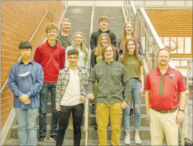  ?? COURTESY PHOTO ?? Farmington High’s Academic Competitio­n in Education team won the 2021 championsh­ip. Members are front, left: Daniel Park, Omar Qedan, Connor Sharp; middle row: Weston Sills, Cambry Parrish, Madison Erickson, Catherine Warren; back: Clayton Williamson, Michael Jernigan, Kathryn Bale. Sponsor Clayton Williams stands front, right.