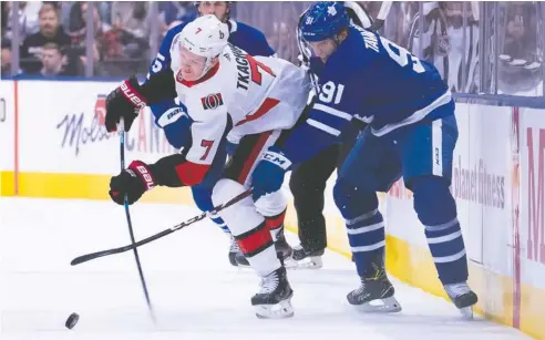  ?? NICK TURCHIARO / USA TODAY SPORTS FILES ?? Whether the Senators and Maple Leafs will be allowed to play their homes games at their actual home arenas is still an open question.