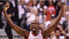  ?? FRANK GUNN/THE CANADIAN PRESS ?? Serge Ibaka has the advantage of being with the Raptors for training camp this year, something the mid-season addition didn’t have in 2016-17.