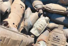  ?? COOK COUNTY SHERIFF’S POLICE ?? The Cook County sheriff’s police show some of the catalytic converters recovered at a home in unincorpor­ated Worth Township.