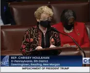  ?? SUBMITTED PHOTO ?? U.S. Rep. Chrissy Houlahan, D-6th Dist., makes comments in support of impeaching Donald Trump during Wednesday’s debate.