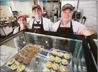  ?? Brian A. Pounds / Hearst Connecticu­t Media ?? From left; Michele, Michael, and Kris Stevens at the new Bonkers Cupcakes at 1618 Post Road in Fairfield.