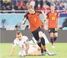  ?? AFP photo — ?? Belgium’s De Bruyne controls the ball during the match against Canada.