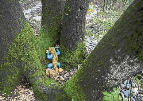  ??  ?? A lizard decoration adds a whimsical touch to Bennett’s home garden. — Photos: TNS