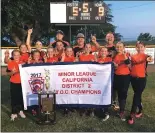  ?? Courtesy photo ?? The Sutter Buttes Bandits won their second straight District 2 Little League minor softball Tournament of Champions title with a 9-5 win over Olivehurst-Linda on Thursday night at Earle Yorton Field in Marysville.