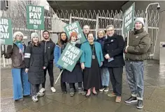  ?? ?? STV staff joined by Dame Jackie Baillie MSP at Holyrood.