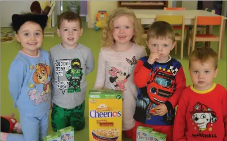  ??  ?? Rise and Shine for Childline: Lisa’s Little Lions of Knocknagre­e participat­ed in the Cheerios Breakfast Morning for Childline. They attended wearing their Pajamas on October 18.