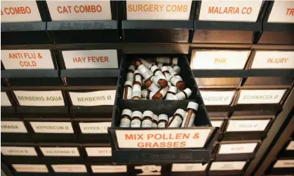  ?? Photograph: Peter Macdiarmid/Getty Images ?? Drawers containing homeopathi­c remedies. A YouGov poll in 2021 found that around half of Britons are ‘open-minded’ about the practice.