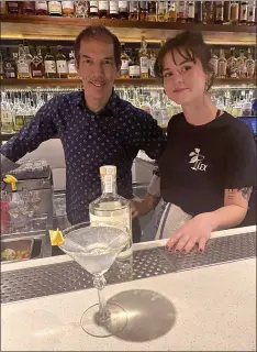  ?? ?? Lexington House owner and spirits expert Stephen Shelton and bartender Chiara Harleman are happy with their version of the Oppenheime­r Martini.