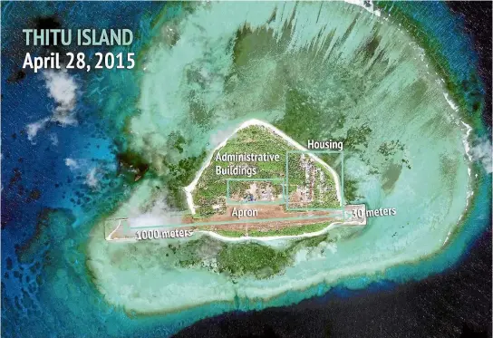  ??  ?? Philippine­s President Rodrigo Duterte has ordered troops to build permanent facilities on Thitu island.