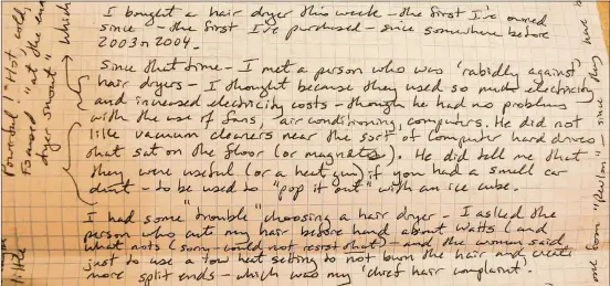  ?? OMAR L. GALLAGA / AMERICAN-STATESMAN PHOTOS ?? In this letter addressed to the “Department of Strange Tech Questions,” Barbara Ann Wilson seeks informatio­n about hair dryers.