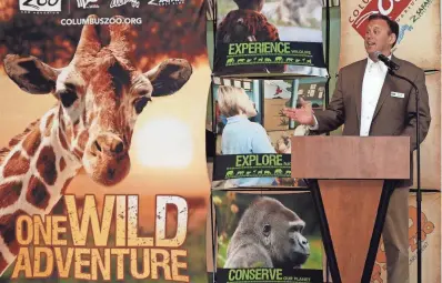  ?? KYLE ROBERTSON/COLUMBUS DISPATCH ?? Columbus Zoo and Aquarium President and CEO Tom Stalf, speaking to levy supporters in May 2014, said the use of the homes and tickets benefited the zoo.