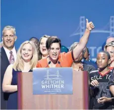  ??  ?? ► La candidata a gobernador­a de Michigan, Gretchen Whitmer, tras ganar la primaria el martes.